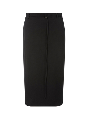 【折扣】ST.AGNI 春季黑色羊毛混纺气质系带女士OL风直筒半身裙