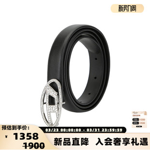 牛皮腰带银泰百货 秋冬女士银色满钻小LOGO款 300217 迪赛 DIESEL