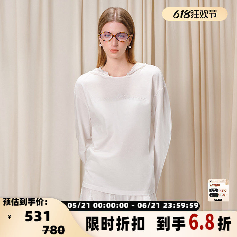 EIMISMOSOL 新款女士宽松版带帽长袖T恤银泰百货 301489