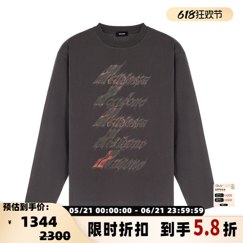WE11DONE 春秋季男士字母印花长袖圆领T恤银泰百货精品 301574
