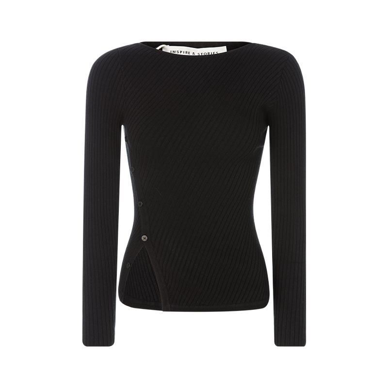 INSPIRE&STORIES开叉坑条针织衫