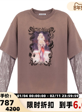 ACNE STUDIOS 春夏新款女士狗狗印花长袖圆领T恤银泰百货 301574