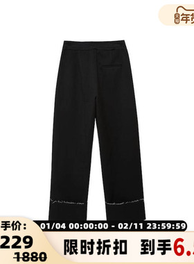 MACA KAKA秋冬百搭显瘦黑色直筒休闲裤银泰百货精品 301577