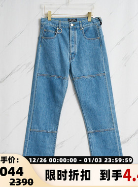 Etudes 男士蓝色全棉拼接休闲直筒牛仔裤银泰百货精品 301596