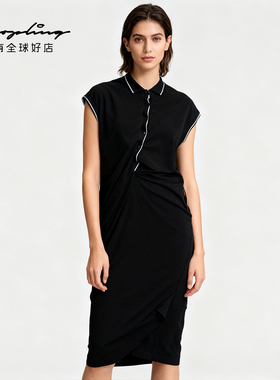 Pushbutton 女士Oversize露背中长款短袖连衣裙银泰百货 301596