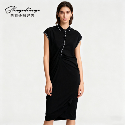 Pushbutton 女士Oversize露背中长款短袖连衣裙银泰百货 301596