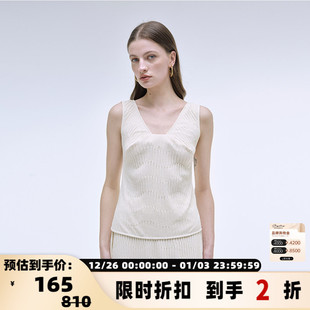 上衣HM005 米白波浪纹女吊带背心无袖 INSPIRE&STORIES 春夏款