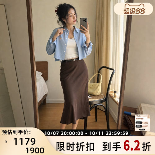 小狐狸女士短款纯棉长袖衬衫