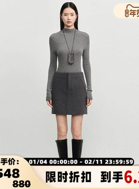 concise-white 秋冬女士竖纹高领打底衫银泰百货精品 301257