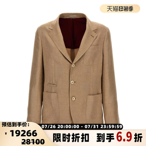 BC/BRUNELLO CUCINELLI 男士亚麻混纺夹克西服外套银泰301604