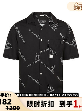 【折扣】NOICE 字母排列印花男士单排扣休闲短袖衬衫