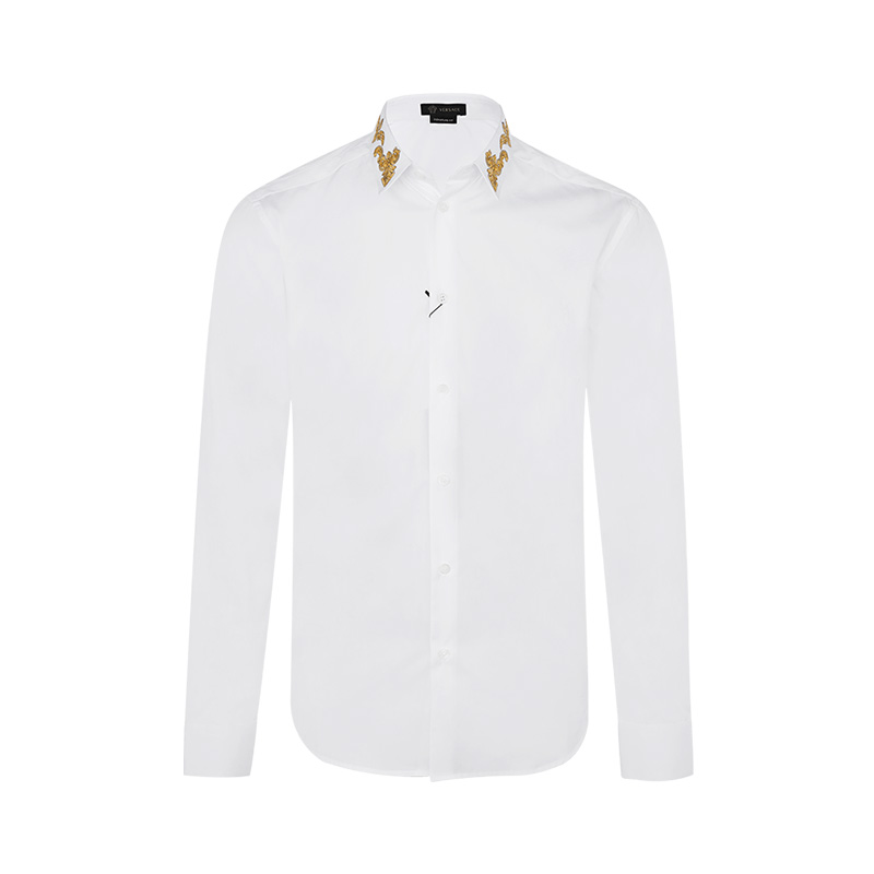 VERSACE/范思哲 多色棉质领部刺绣装饰款男士长袖衬衫