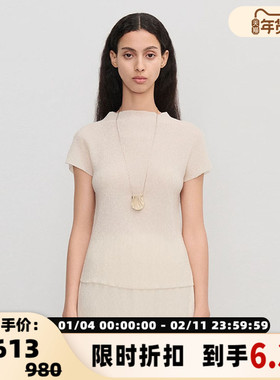 【断码】concise-white/简白 女士AW系列立体褶皱短袖上衣301257