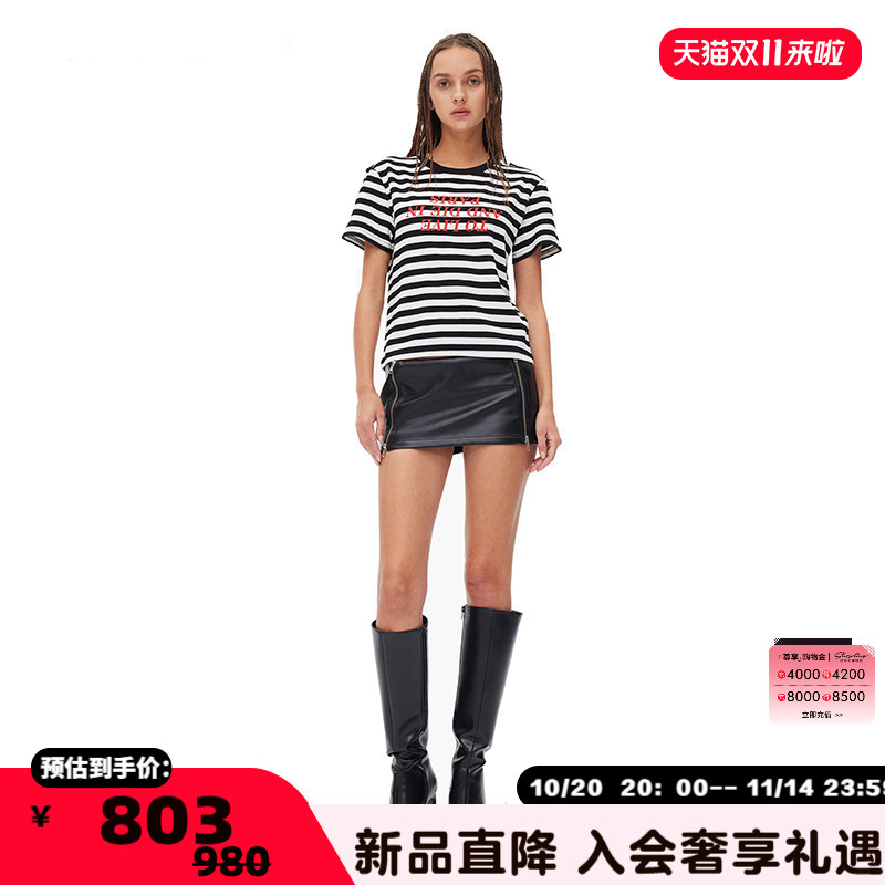 ANNANDELMAN印花短袖黑白条纹