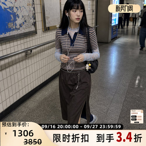 RECTO女士条纹短袖POLO衫上衣
