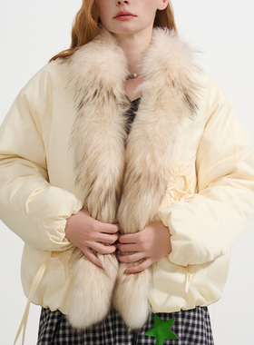 SOFITTE 女士可拆卸毛领廓形宽松星星口袋夹克银泰百货 301355