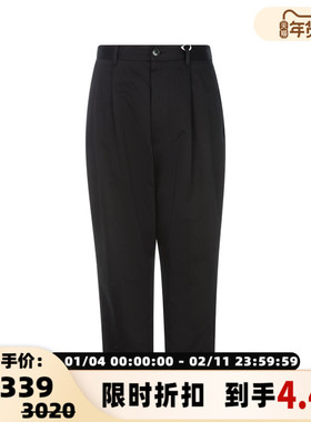 AMI PARIS 春季黑色棉质休闲潮流男士哈伦裤低档裤萝卜裤