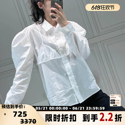 Pushbutton 春夏款女士白色假两件衬衣衬衫银泰百货精品 301596