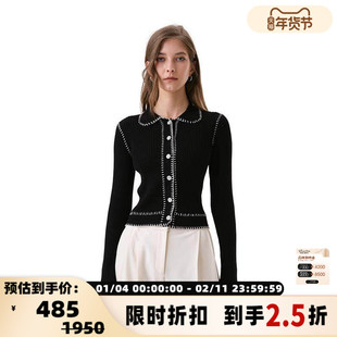 INSPIRE&STORIES 春季新款翻领短款女士针织衫银泰百货精品