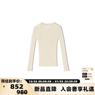 25秋冬女竖纹修身 简白 打底衫 毛衫 301257 concise 银泰百货 white