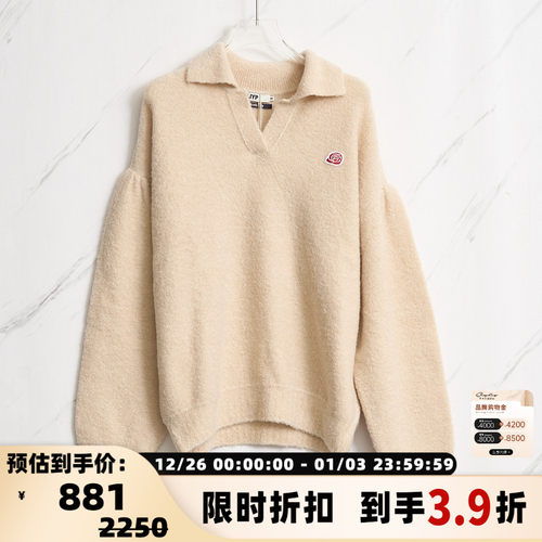 SJYP秋冬女士百搭刺绣套头翻领针织衫毛衣银泰百货精品 301596