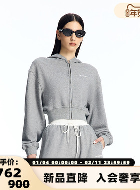 CALLED BACK 秋冬灰色运动套装连帽卫衣蝙蝠袖收腰外套 301363