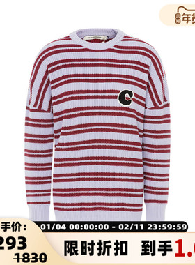 【折扣】ETRE CECILE 女士休闲拼色条纹长袖圆领套头针织衫