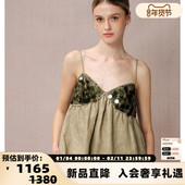 DIANA 301489 银泰百货 VEVINA 25春夏女士亚麻拼色亮片小吊带小衫