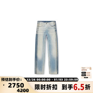 银泰百货精品 DIESEL 直筒牛仔裤 蓝色高腰棉质长裤 301574 男士