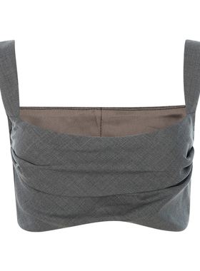 Paris Georgia 春季深灰色羊毛气质高级感修身褶皱胸衣吊带