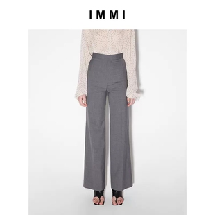 女士精纺羊毛蝴蝶结阔腿长裤 300124 IMMI 设计师品牌