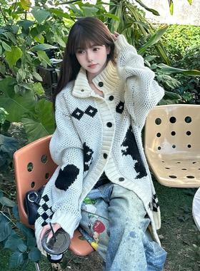 SOFITTE 秋冬女士气质松鼠提花羊毛开衫外套银泰百货精品301355