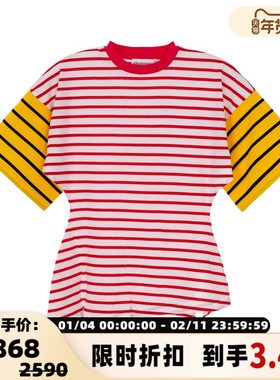 NAGONSTANS 女士夏季时尚撞色条纹短袖T恤银泰百货精品 301574