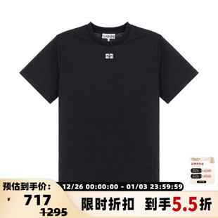 301574 圆领T恤银泰百货精品 GANNI 女士黑色纯棉材质短袖