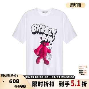 301574 圆领T恤银泰百货精品 SJYP 春夏女士棉质白色卡通短袖