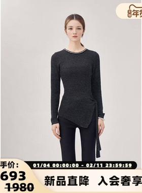 PECH DE MAI 25新款女士时尚订钻绑带针织衫上衣银泰百货 301601