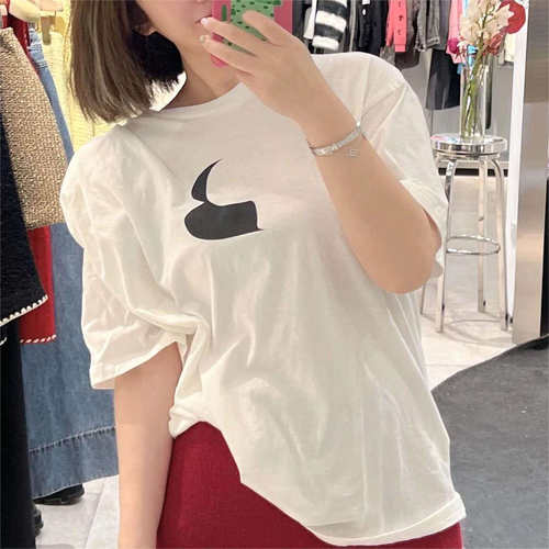 pushBUTTON女士简约休闲印花圆领纯棉短袖T恤 银泰百货 301596