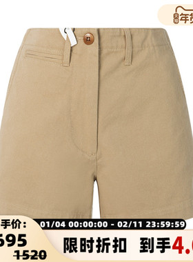 NOTHING WRITTEN春季纯色棉质工装风高腰直筒舒适百搭通勤短裤