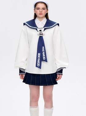 【航海系】13DE MARZO 男女同款25春夏串标水手领长袖T恤 300178