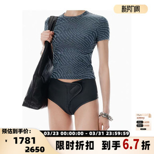 T恤银泰百货 ALEXANDER 圆领短袖 女士植绒字母短袖 301574 WANG