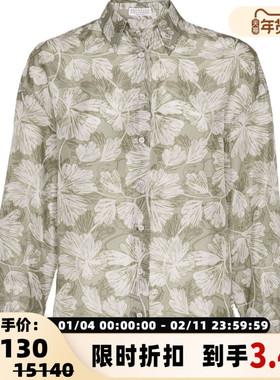 BC/Brunello Cucinelli 春秋潮流时尚女士银杏叶印花衬衫银泰