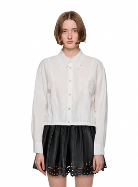 SHRO ENROEscape in ease 蕾丝拼接翻领短衬衫银泰百货 301469