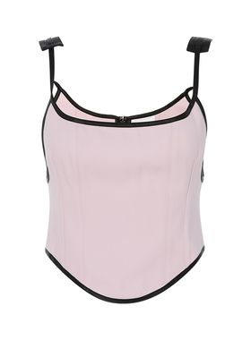 【折扣】Paris Georgia 春季粉/黑撞色甜辣修身胸衣抹胸吊带背心