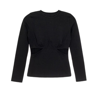 pushBUTTON潮流时尚女士露腰修身长袖针织T恤上衣 银泰百货301574