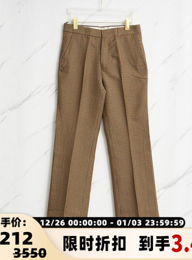 Andersson Bell 早秋款男士格纹复古西裤休闲裤银泰百货 301596