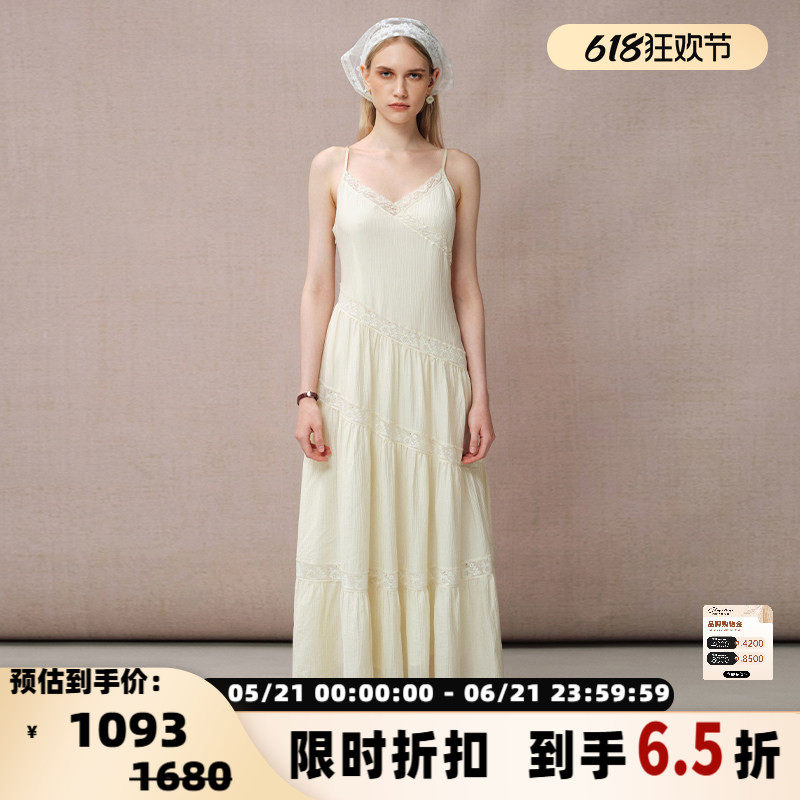 DIANA VEVINA 25新款女士杏色吊带连衣裙长裙银泰百货 301489