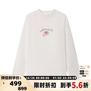 301446 T恤字母印花休闲宽松上衣 VETEMENTS男女同款 纯色圆领长袖