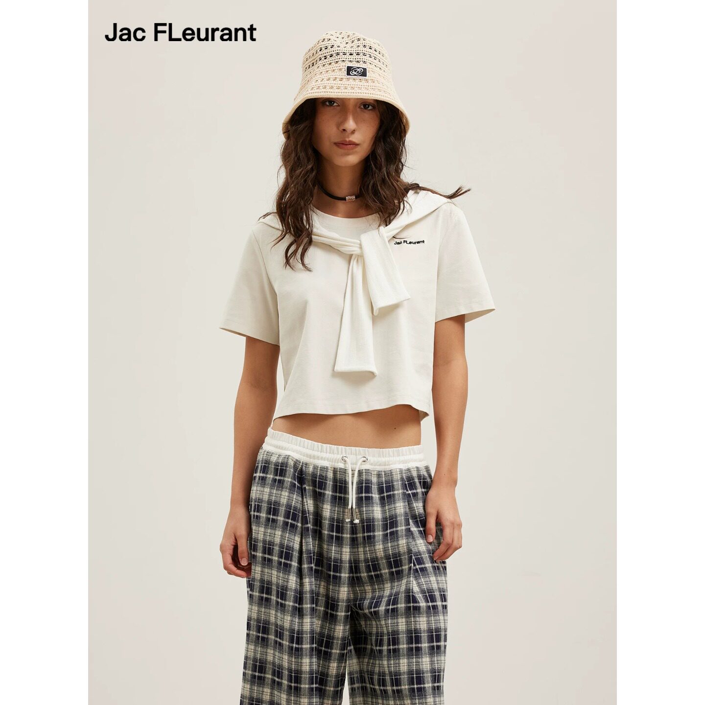 JAC FLEURANT26春夏女士假两件披肩条纹圆领T恤银泰百货 301489
