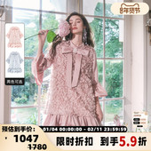 连衣裙银泰百货 FLONAKED 女士粉色立体花朵A型大摆长袖 300170