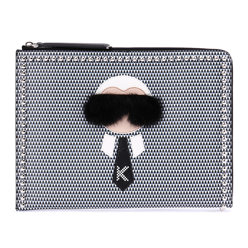 FENDI ·ÒµÏţƤ²ÄÖÊÆ´Æ¤ÀÏ·ðүͼ°¸Åäö¤×°ÊÎŮʿÊÖÄðüÒøÌ©